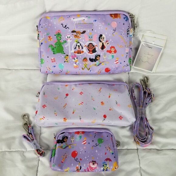 * JuJuBe Disney Be Set Century of Magic 100 Years 3 Zip Bag Pouch 2 Straps Ariel - Picture 1 of 10
